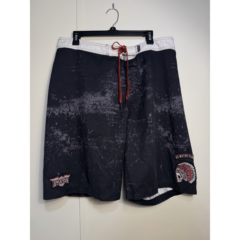 Afflection Board Shorts Size 36 AC motor Club Indian Skull Y2K MMA Grunge Swim